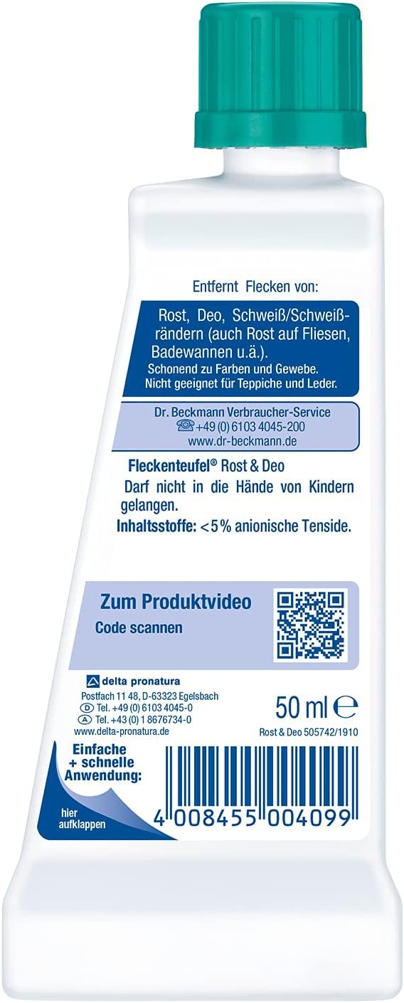 دكتور. مزيل البقع والصدأ ستين ديفل من د. بيكمان، يزيل البقع والصدأ وبقع العرق بشكل فعال (50 مل)، سائل، 50.0 غرامات - الصورة 5