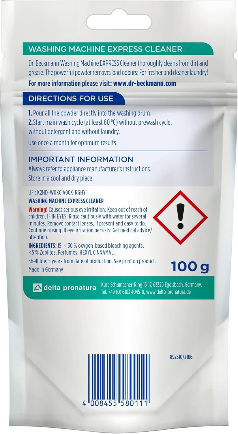 دكتور بيكمان منظف غسالة اكسبرس | يحارب الروائح الكريهة ويزيل الاوساخ والشحوم | مريح وفعال للغاية | 100 غرام - الصورة 5