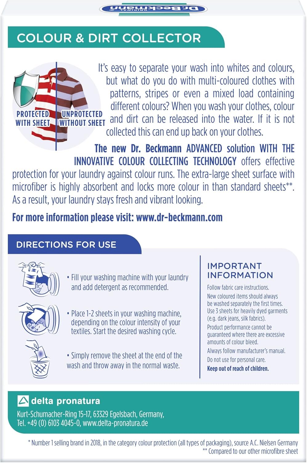 دكتور بيكمان كولور اند ديرت كوليكتور ادفانسد | لحماية لون الغسيل تدوم طويلا | مع جزيئات من المايكروفايبر لجمع الالوان | 12 ورقة لالتقاط الالوان للغسالة 30 غرام - الصورة 4