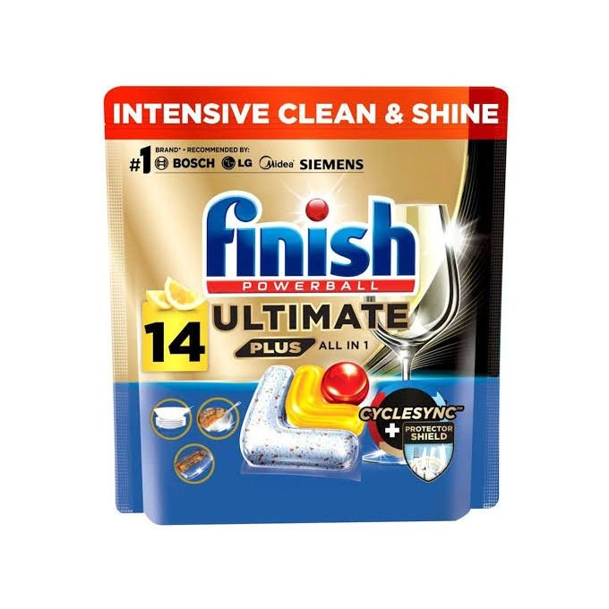Finish Regular Powerball Quantum Ultimate Dishwasher Detergent Tablets For Ultimate Clean & Shine, 14 Tabs