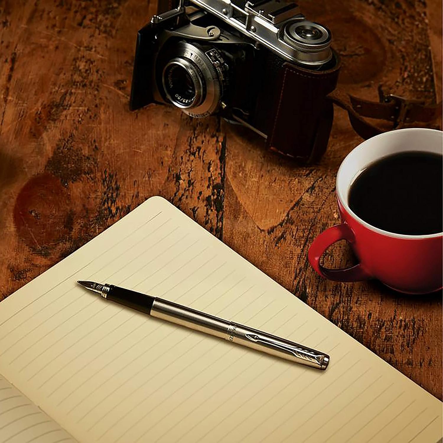 Parker Jotter Duo Gift Set with Ballpoint Pen & Fountain Pen, Stainless Steel with Chrome Trim, Blue Ink Refill & Cartridges, Gift Box - الصورة 3