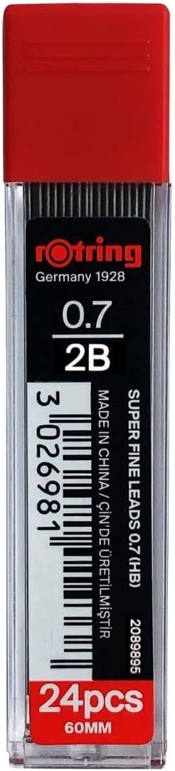rOtring 0.7mm 2B Super Polymer Pencil Lead - Pack of 3 Tubes - 72 Leads in Total - Refills for Mechanical Pencils - الصورة 2