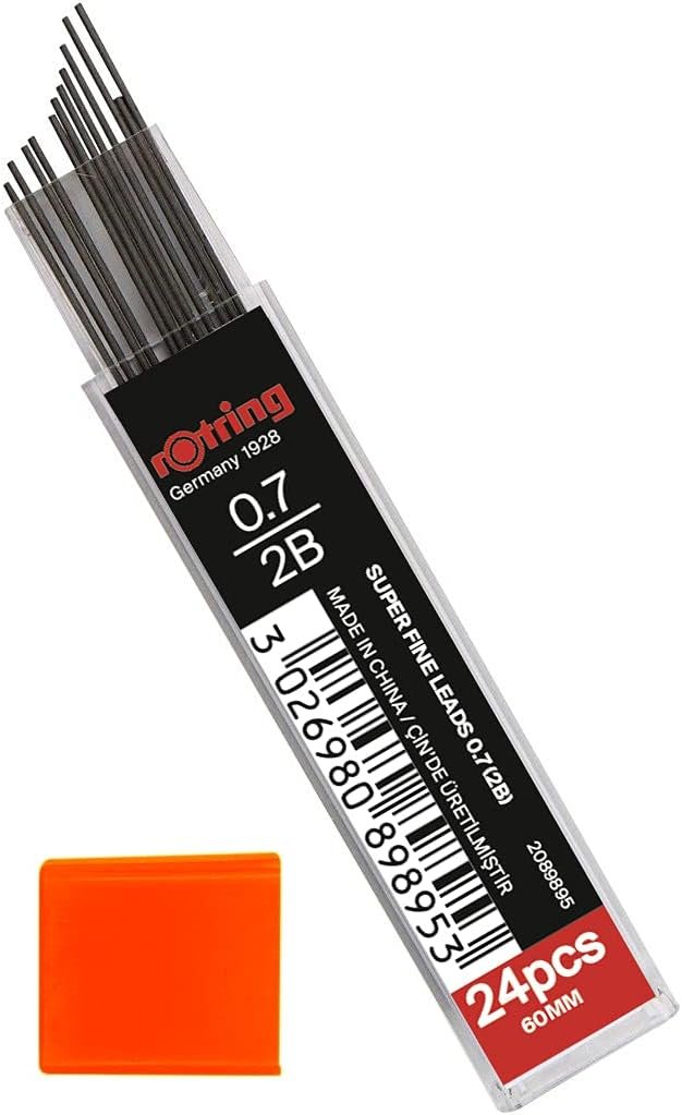 rOtring 0.7mm 2B Super Polymer Pencil Lead - Pack of 3 Tubes - 72 Leads in Total - Refills for Mechanical Pencils - الصورة 3