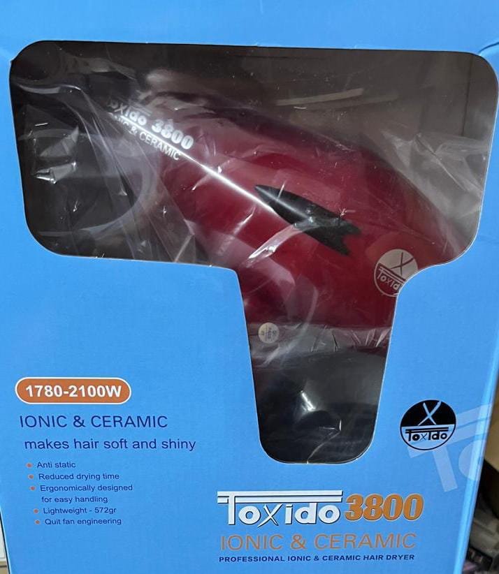 مجفف شعر توكسيدو 3800 وات - أداء تجفيف فائق بإعدادات متعددة، عناية أيونية وحماية من الحرارة الزائدة (HG-686 (أحمر))، 3800.0 واط ايطالى اصلى - الصورة 3